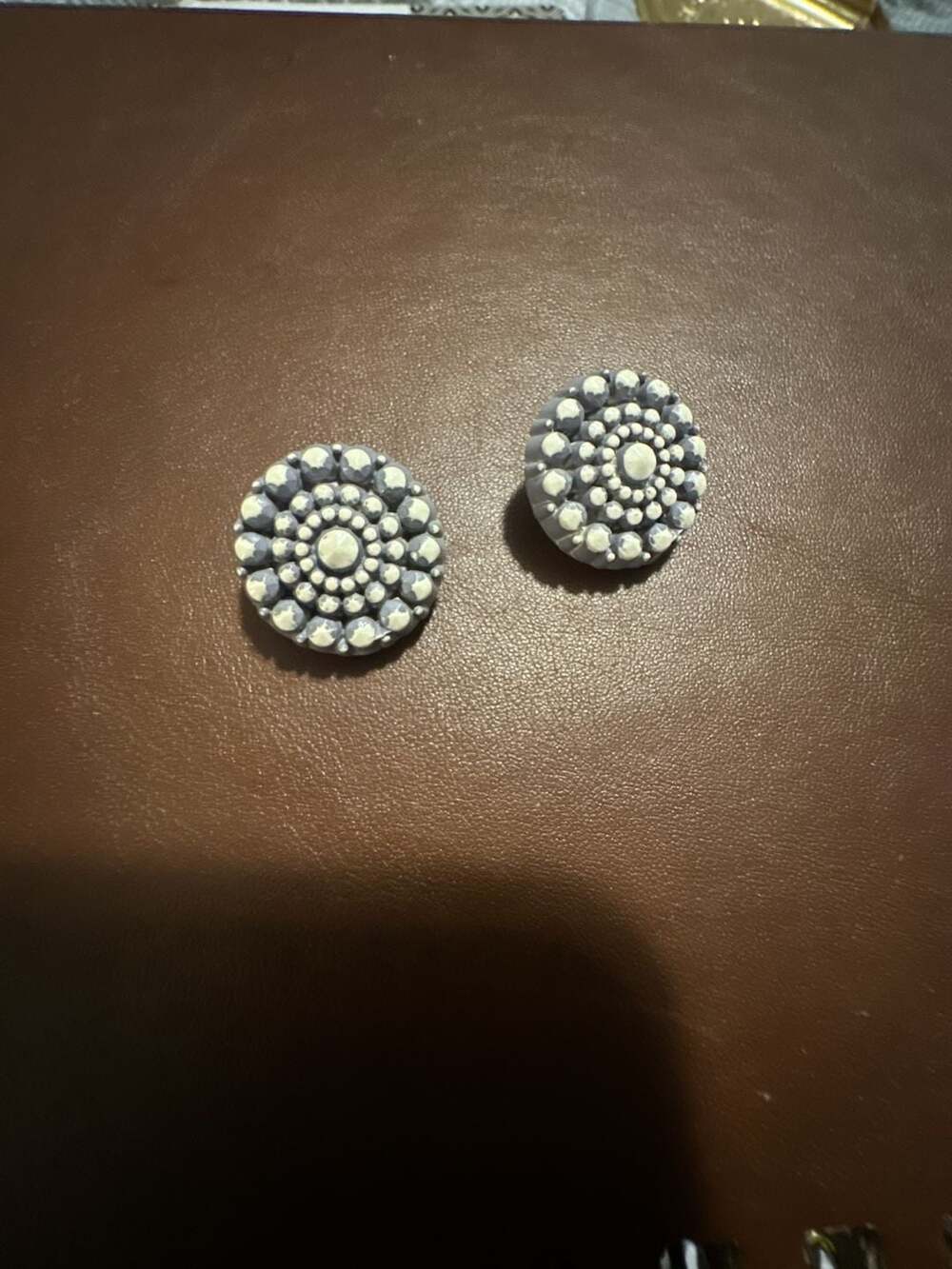 Vintage Domed Blue and White Shank Buttons